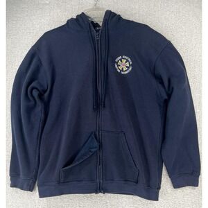 Vintage Y2K Bayside Hoodie Mens L IATSE Local 728 Studio Lighting Navy Full Zip